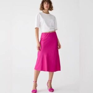 NWT J.Crew Gwyneth Slip Skirt, Pink, Large